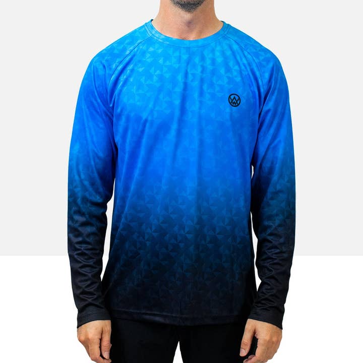 Odyssey Activewear - Wholesale Jersey - Men's - Triangulation Cobalt Long Sleeve MTB Jersey2
