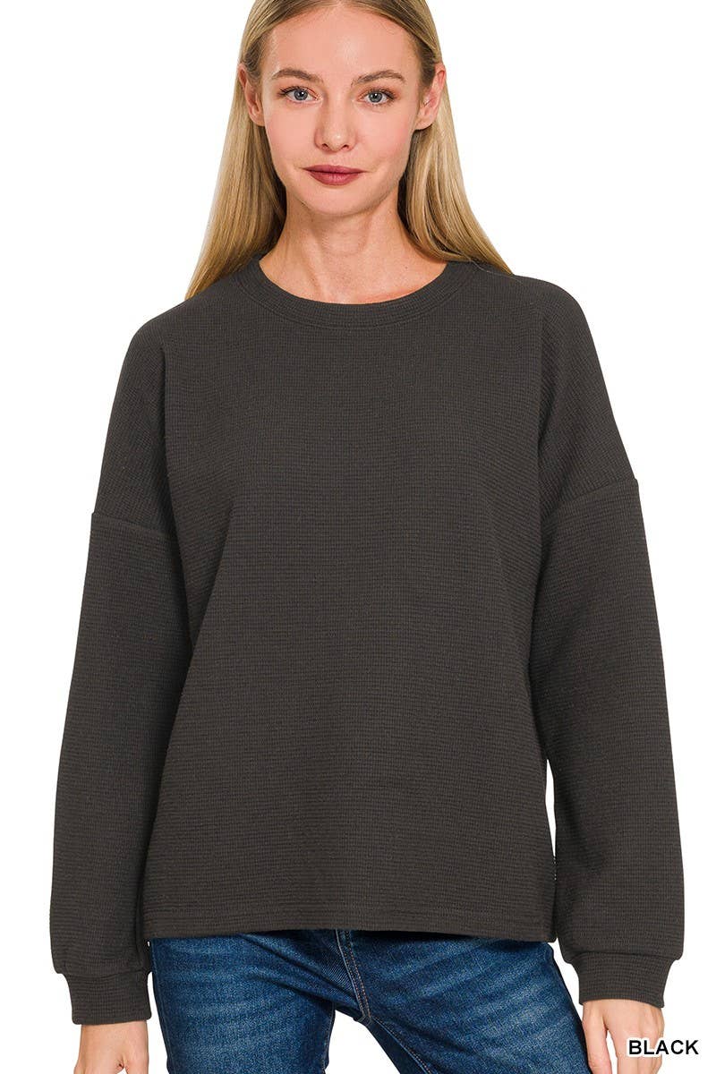 Vanilla Monkey - Wholesale Knit Top - Women's - Double Knit Round Neck Long Sleeve Top0
