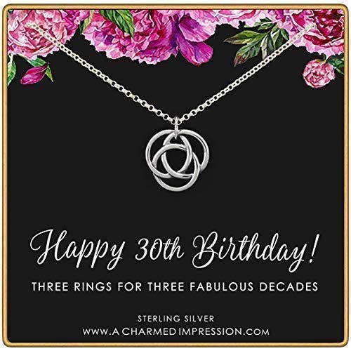 30th Birthday Gifts for Women • 30th Birthday Necklace • Silver • Three Circles Necklace • 3 Decades • Thirty Year Old Birthday Gift • 3 Circle Necklace • Thirtieth 30 Year Old Birthday Gifts for wholesale by A Charmed Impression