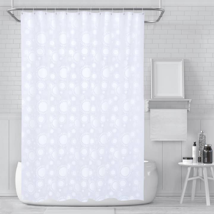 RAY STAR Doublure de Rideau de Douche 70''X72'' PEVA 12 Crochets Résistante Sans Odeur Écologique Fleur Blanche pour la vente par Ray Star