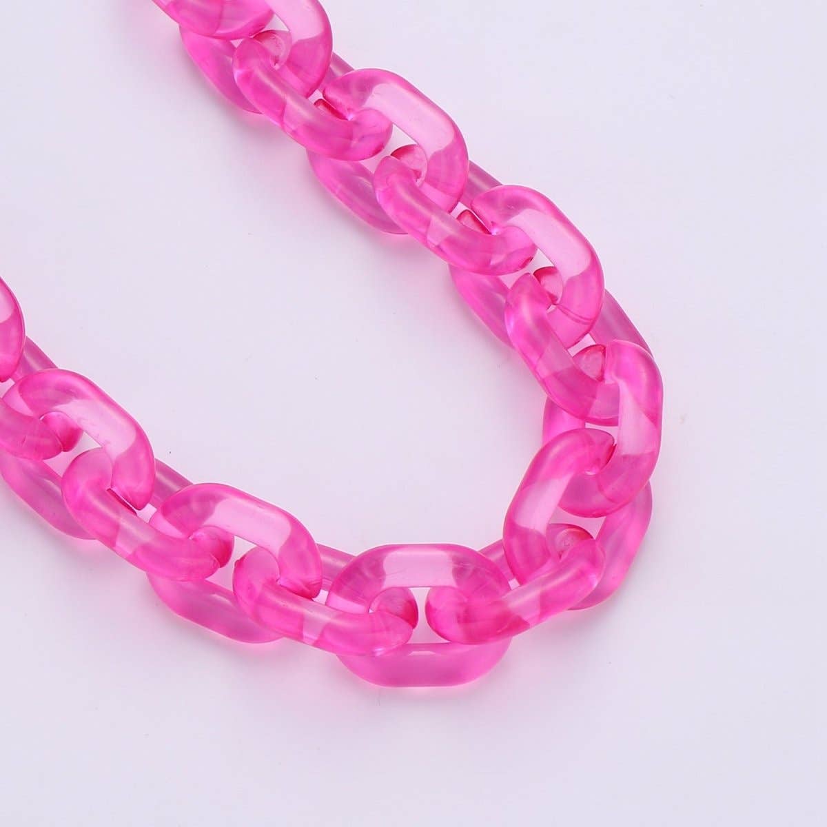 Aim Eternal - Wholesale Link & Chain Necklace - 1X Clear Oval Acrylic Link Chain, Translucent Plastic Chain, Chunky Necklace Chain with Open Links Size 23.8mm x 18.8mm8