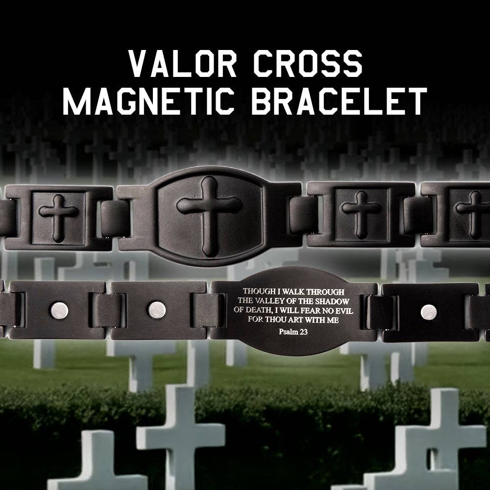 The Hero Company - Wholesale Bangle Bracelet - Valor Cross Magnetic Black Bracelet: Helps Pair Veterans With A Service Dog Or Shelter Dog -Faire3