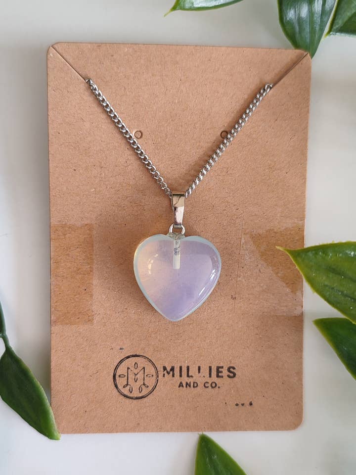 Opalite heart pendant necklace for wholesale by Millies and co.