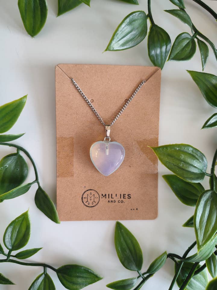 Opalite heart pendant necklace for wholesale by Millies and co.