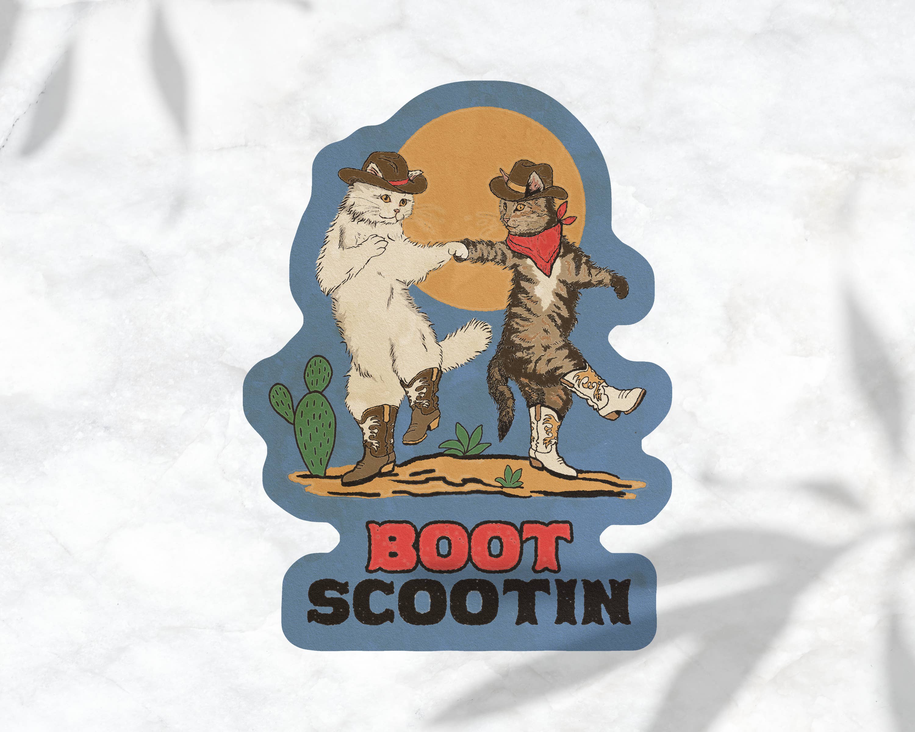 Cluster Funk Studio - Wholesale Sticker - Boot Scootin Kitties Sticker, Dancing Cowboy Cats