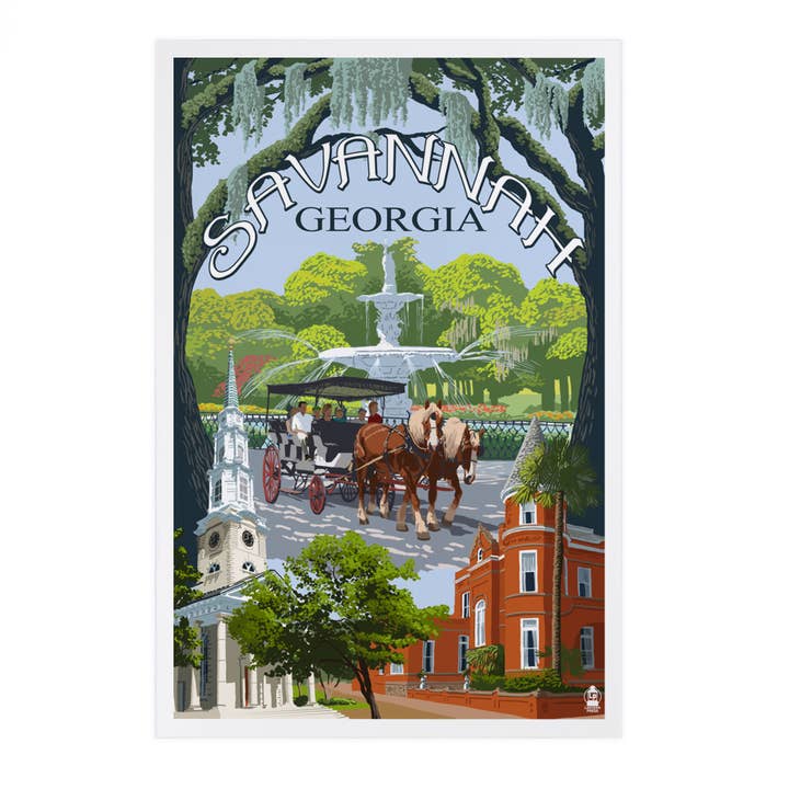 CARTOLINE PREMIUM Savannah, Georgia, viste sulla città per la vendita all'ingrosso da parte di Lantern Press