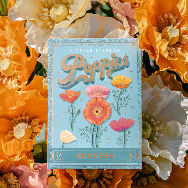 Vintage Rainbow Poppies (Success) - Floriography Seed Packet for wholesale by To & From Gift Co.
