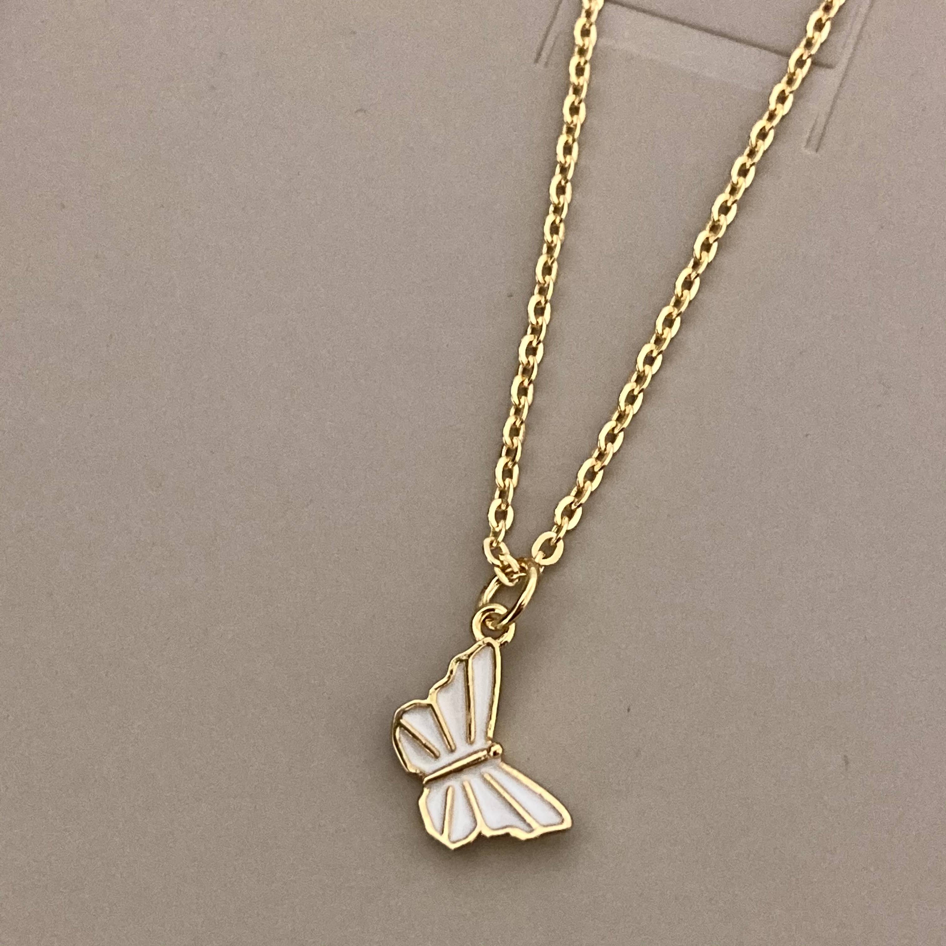 Amady Jewelry - Wholesale Pendant/Charm Necklace - Butterfly charm pendant dainty necklace 18K waterproof3