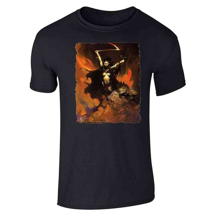 Woman With Scythe by Frank Frazetta Fantasy Art Unisex Tee for wholesale by Pop Threads