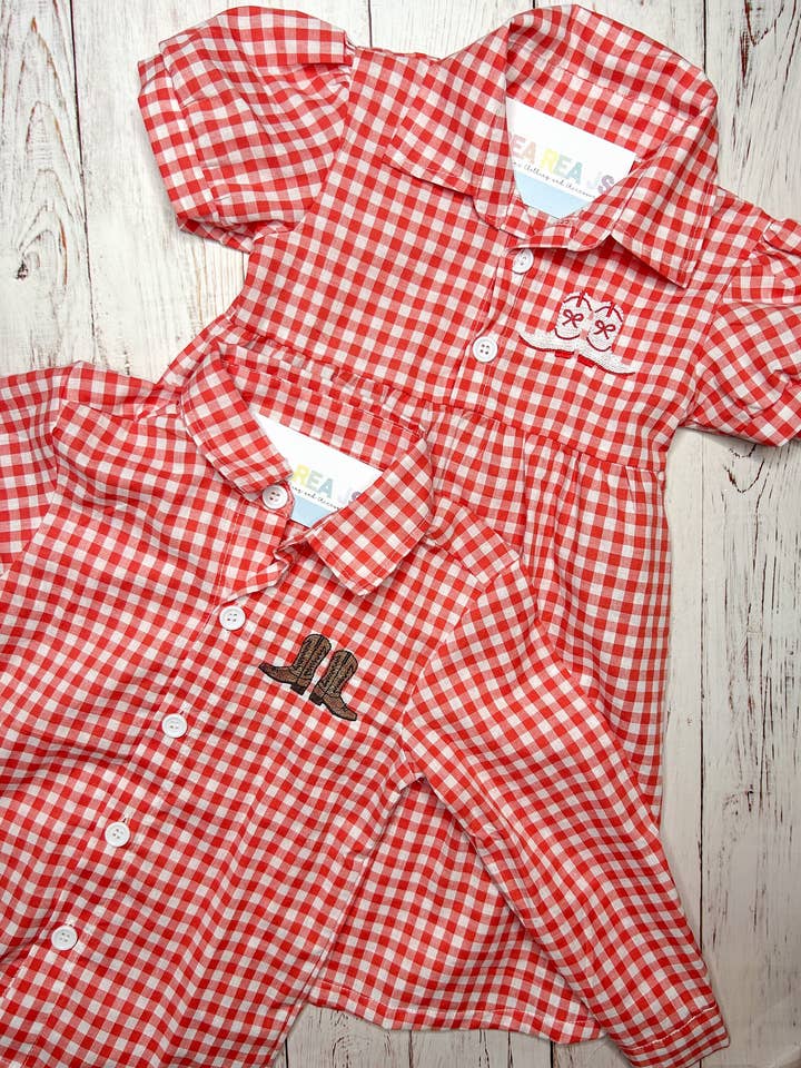 Rodeo Boots Gingham Shirt or Dress for wholesale by Rea Rea J's