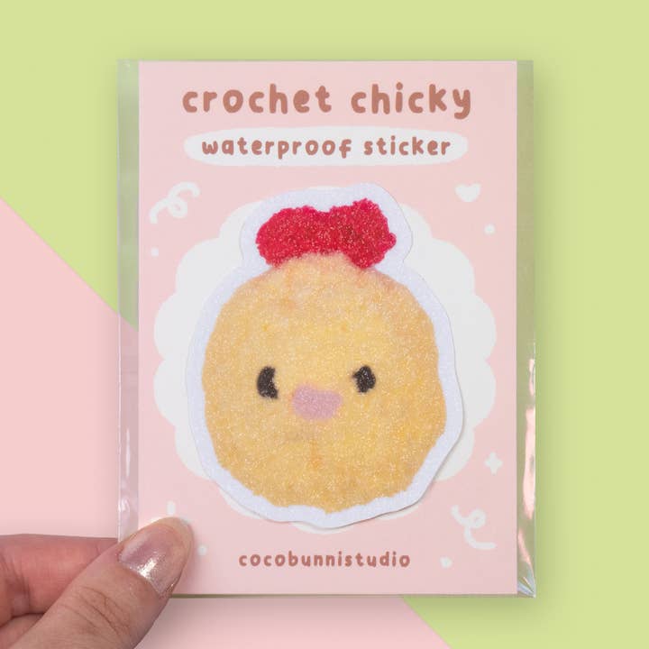 Autocollant imperméable Crochet Chicky pour la vente par cocobunni studio