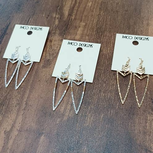 Sleek Arrowhead Drop Earrings -3 Colors for wholesale by Paco Designs