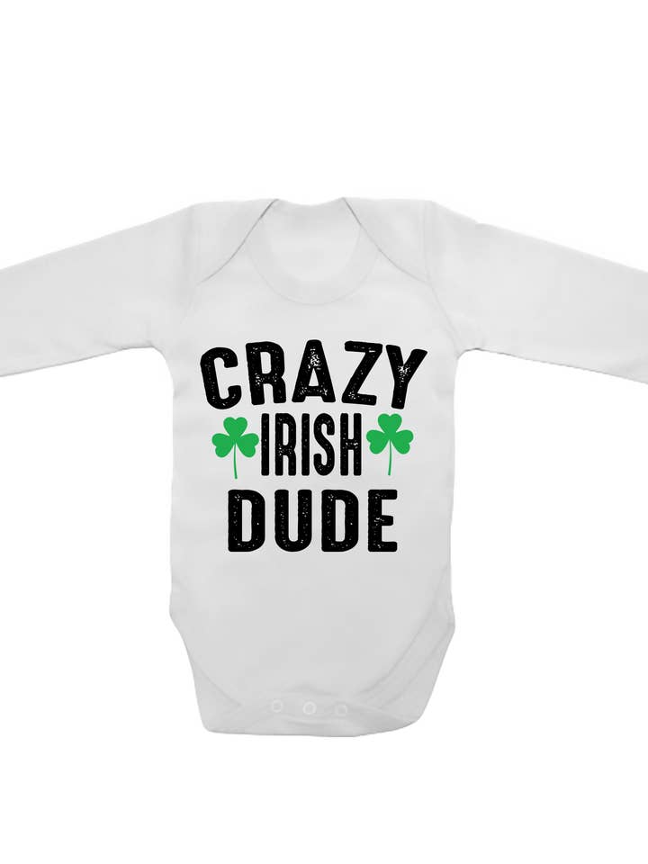 Crazy Irish Dude - Long Sleeve Baby Vests for wholesale by Little Ratbag