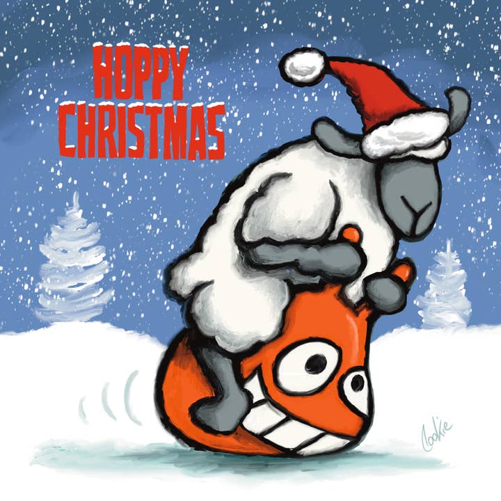 Flockers | Hopper Christmas | Blanko-Grußkarten für den Großhandel von Cookie Cartoonery
