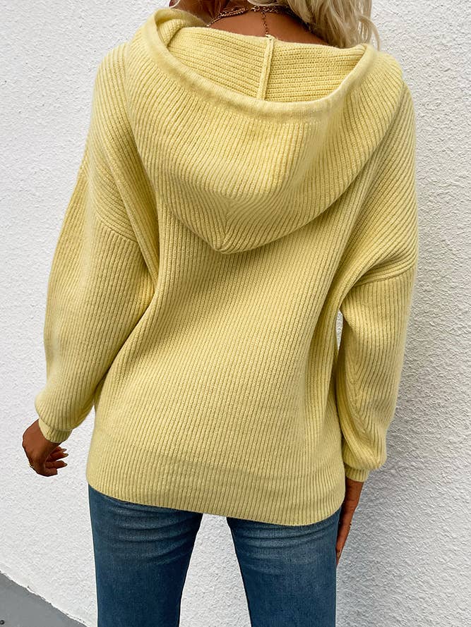 UNISHE – wholesale Hoodie - Dam – Dragsko Hooded Känguru Pocket Stickning Tröja MMY1057