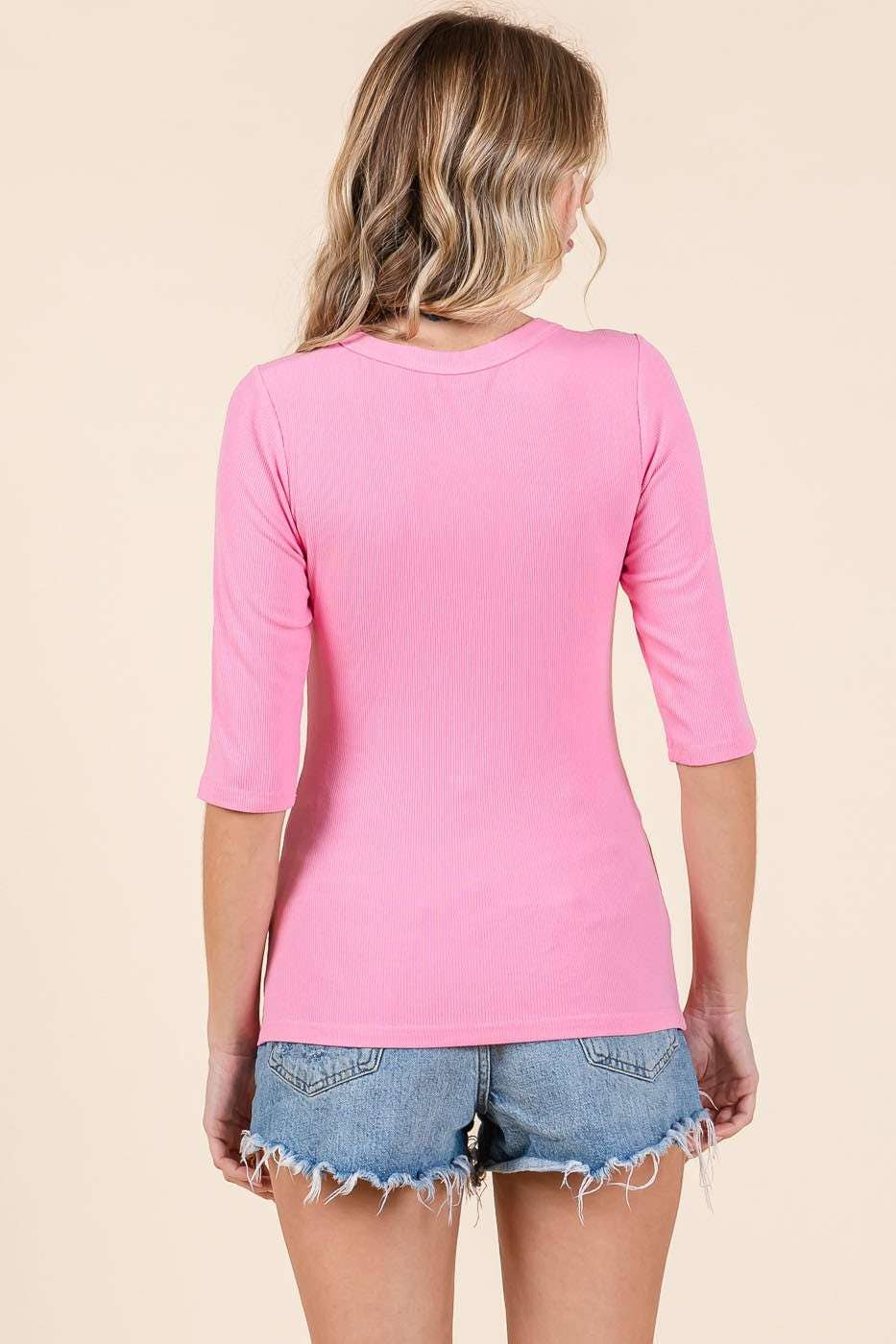 mittoshop - Wholesale Knit Top - Women's - H14853 - ROUND NECK 3/4 SLEEVE RIB KNIT TOP17