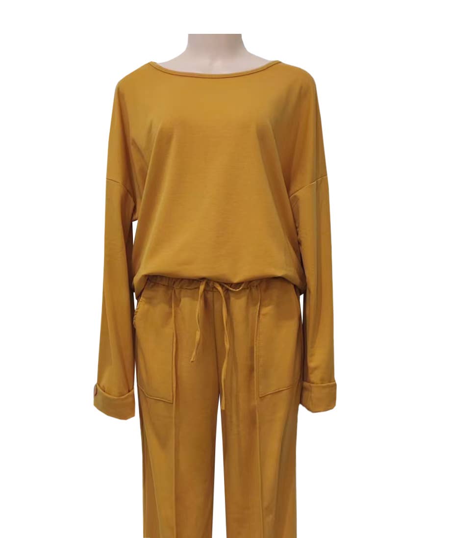 Rosa Clothing - Wholesale Top & Pant Set (NOT Loungewear) - Women's - Solid R-Neck Long Sleeve Tee Loose wide leg Set5