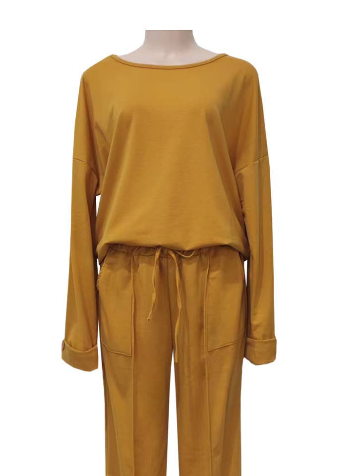 Rosa Clothing - Wholesale Top & Pant Set (NOT Loungewear) - Women's - Solid R-Neck Long Sleeve Tee Loose wide leg Set5