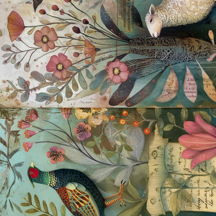 Fripperies - Wholesale Stationery/Notecard Set - Folk Art Animals | Journal Paperpack Fripperies6