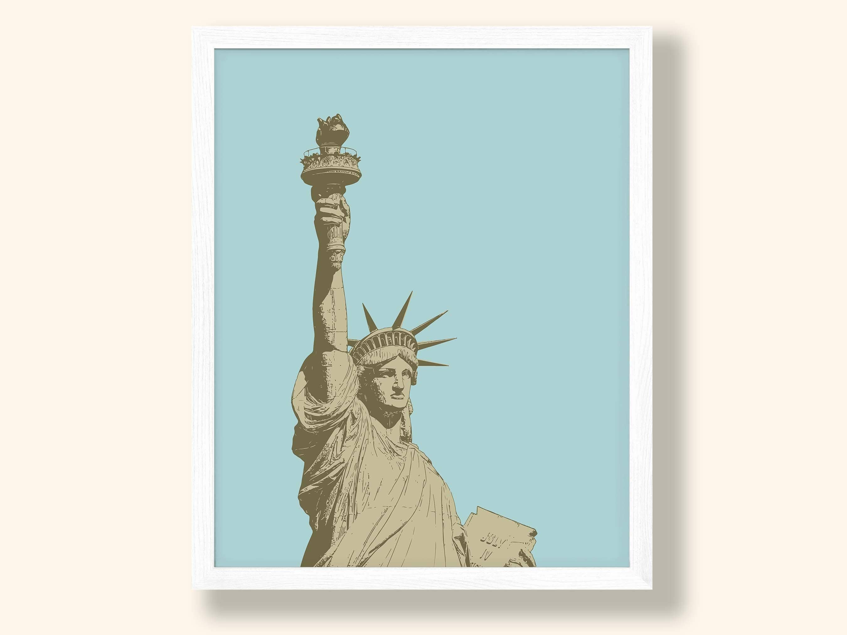 Newpencilbox Art - Venta al por mayor Ilustración - Lámina artística en colores pastel de la Estatua de la Libertad de Nueva York, color rosa4