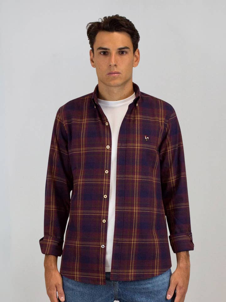 Vinröd rutig skjorta för wholesale av Patadegayo