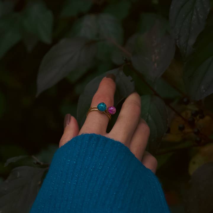 CH Design - Wholesale Cocktail/Statement Ring - Late Bloomers Blue Ring3