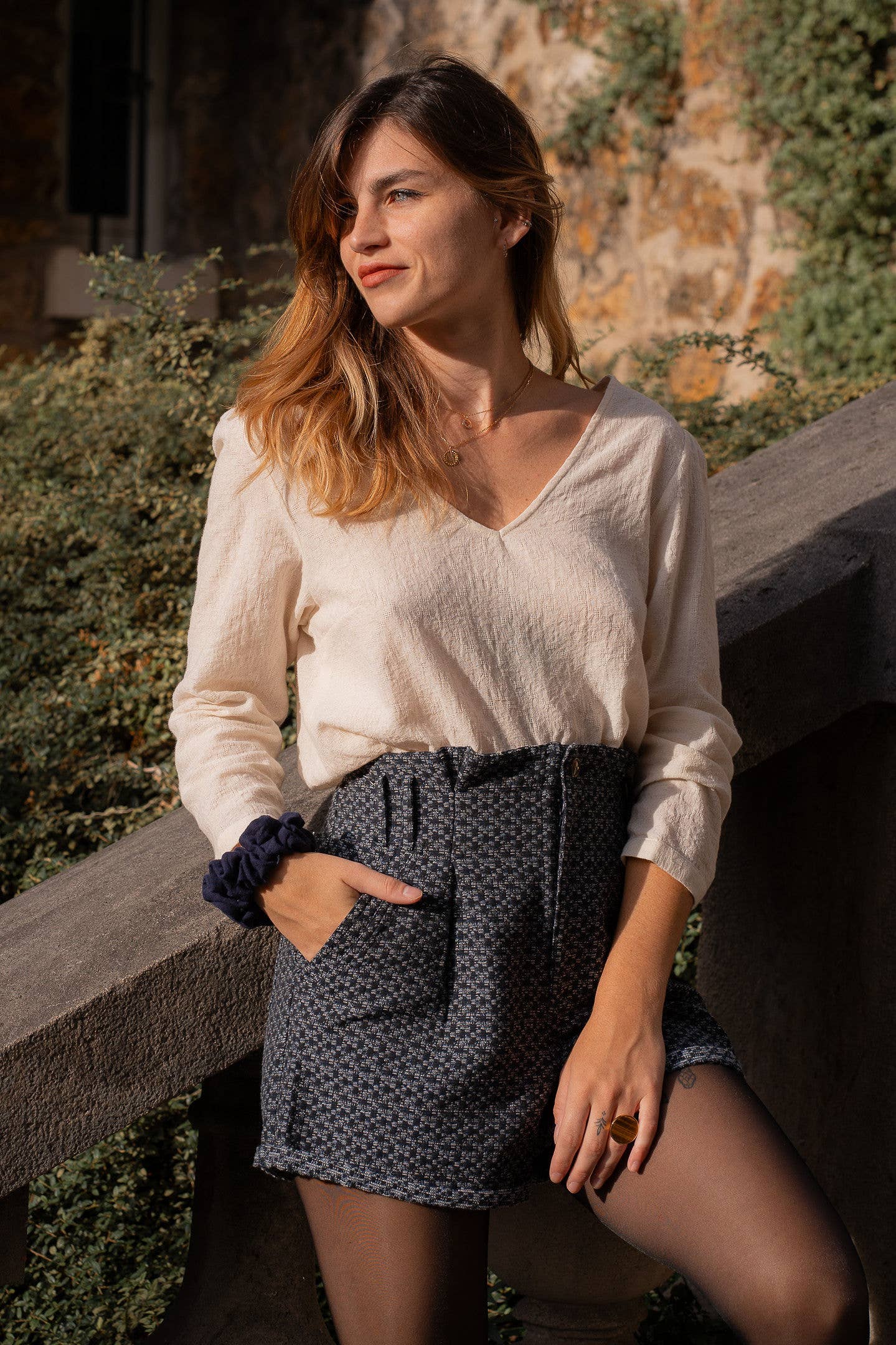 Sevenlie - Wholesale Blouse - Women's - Ecru Jackie blouse, long sleeves, organic cotton2