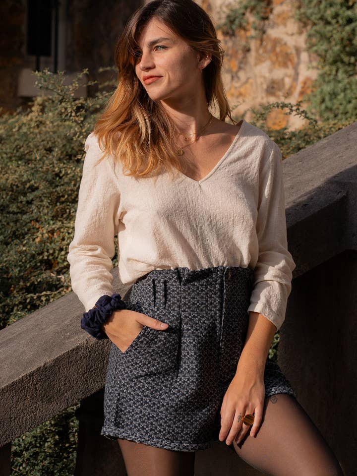 Sevenlie - Wholesale Blouse - Women's - Ecru Jackie blouse, long sleeves, organic cotton2