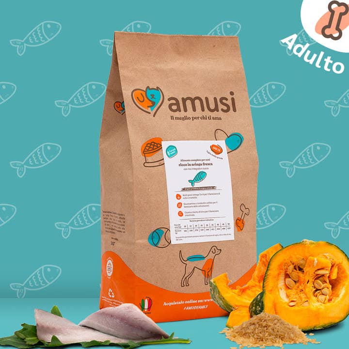 Herring with Brown Rice and Pumpkin adult medium-large 7 kg for wholesale by Pettech S.r.l.