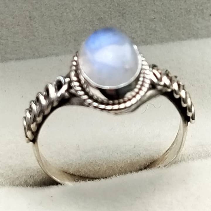 Anel Artesanal Prata Natural Pedra Lua 925 Prata por atacado de SILVER CAVE