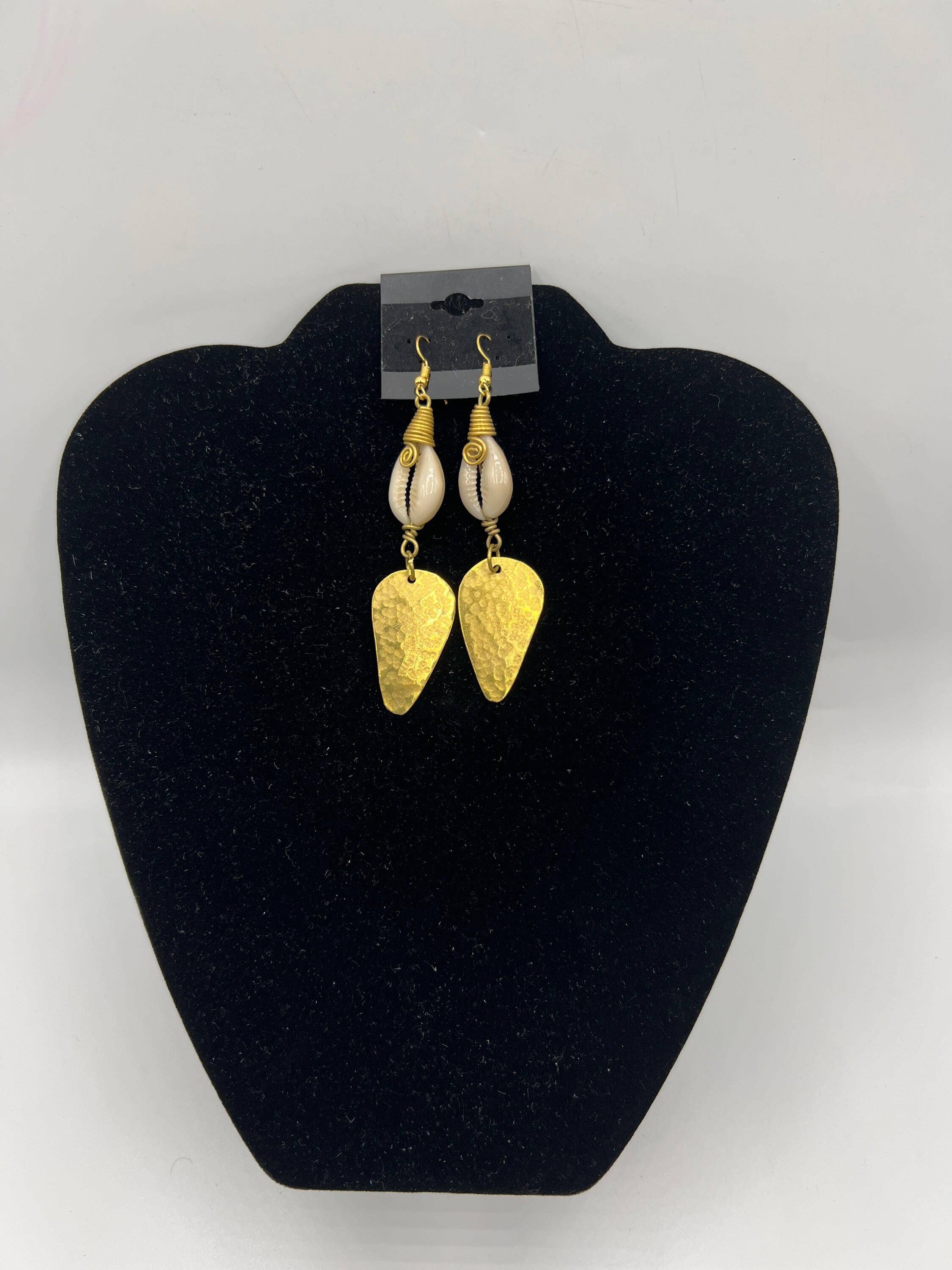 KENYAN SAFARI DESIGNS - Wholesale Dangle Earrings - Cowrie Shell Brass Earrings1