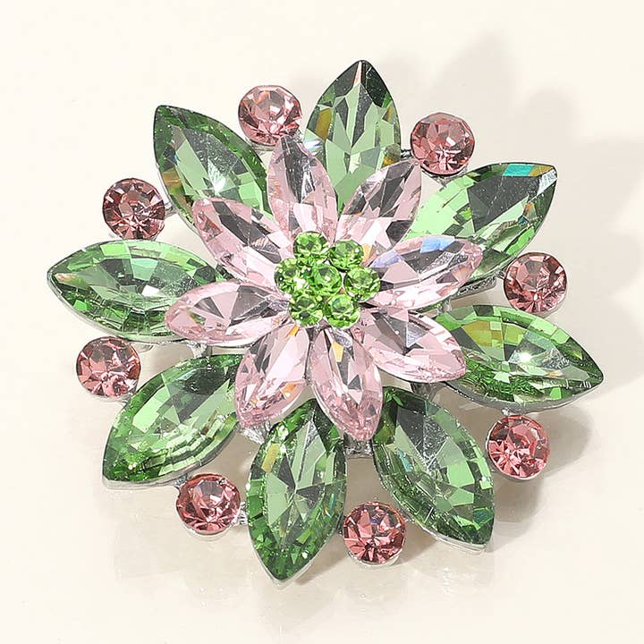 Sensibling Corp. - Wholesale Brooch - Marquise Stone Accented Flower Pin Brooch
14