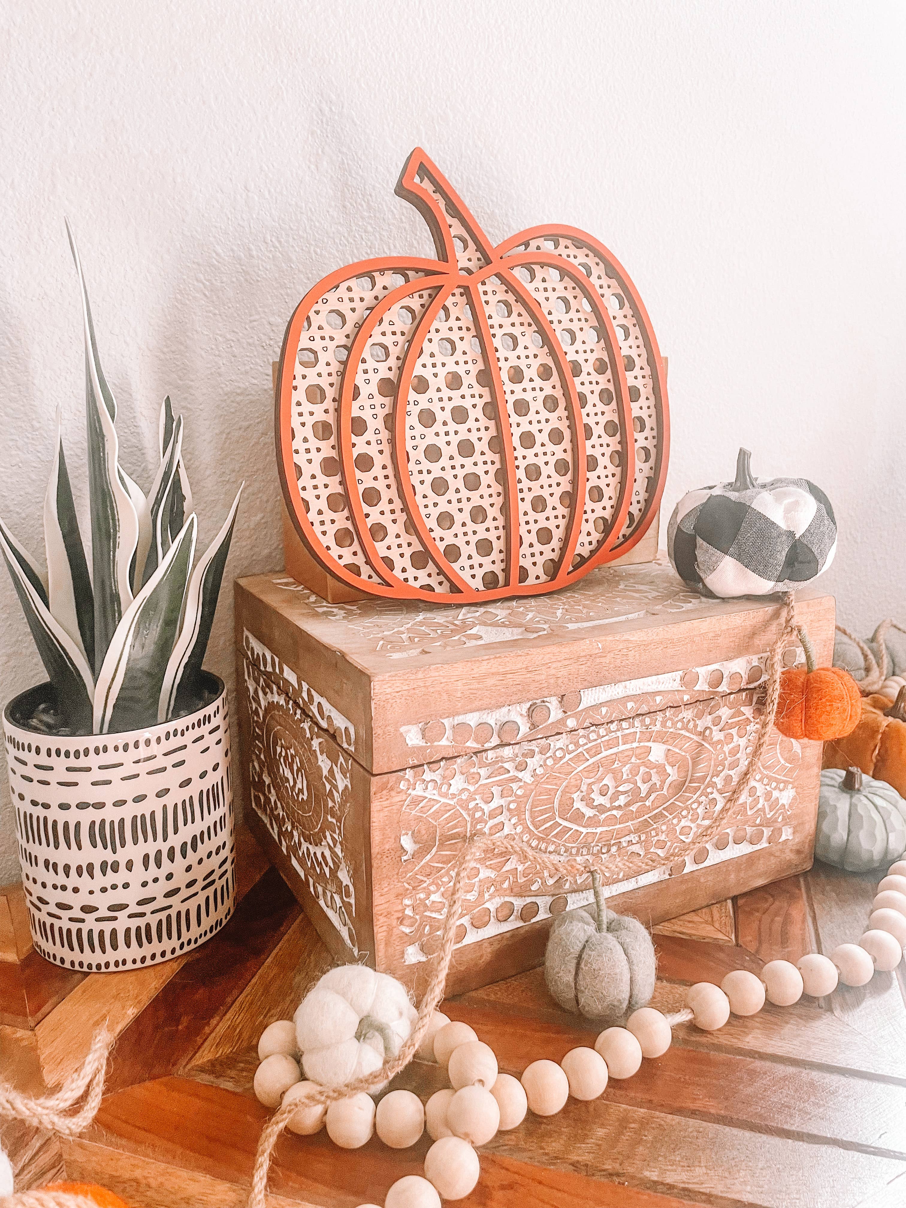 Willie & Dolly Designs - Wholesale Decorative Tabletop Object - Rattan Boho Pumpkin1