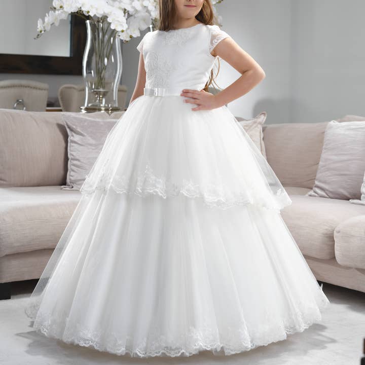 NY! Vacker klänning för tjejer, nattvardsklänning, blommaflicka för wholesale av Bajabella