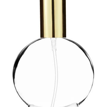 Best Bottles - Wholesale Atomizer Bottle - Clear Circle Glass Bottle-50ml (Multiple Cap & Pump Colors)