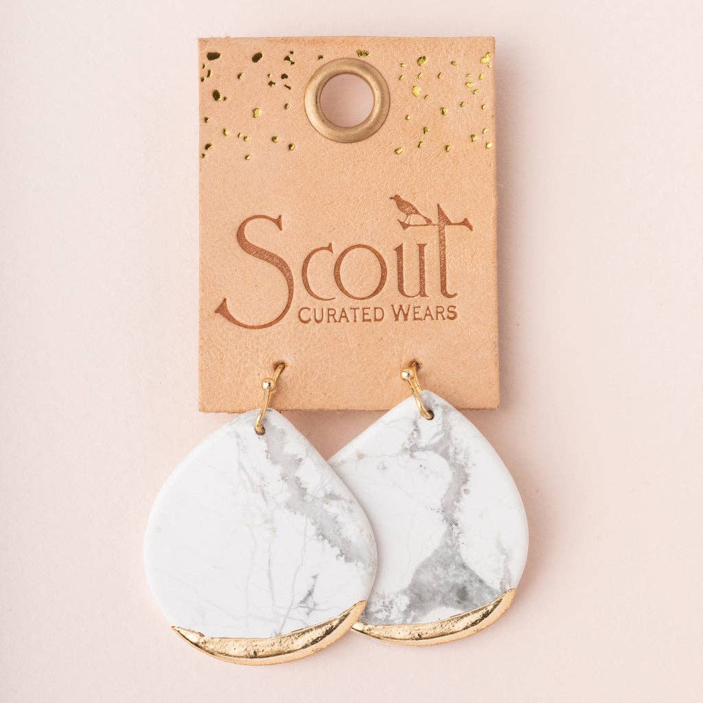 Scout Curated Wears - Wholesale Dangle Earrings - Stone Dipped Teardrop Earring - Pink Agate/Gold1