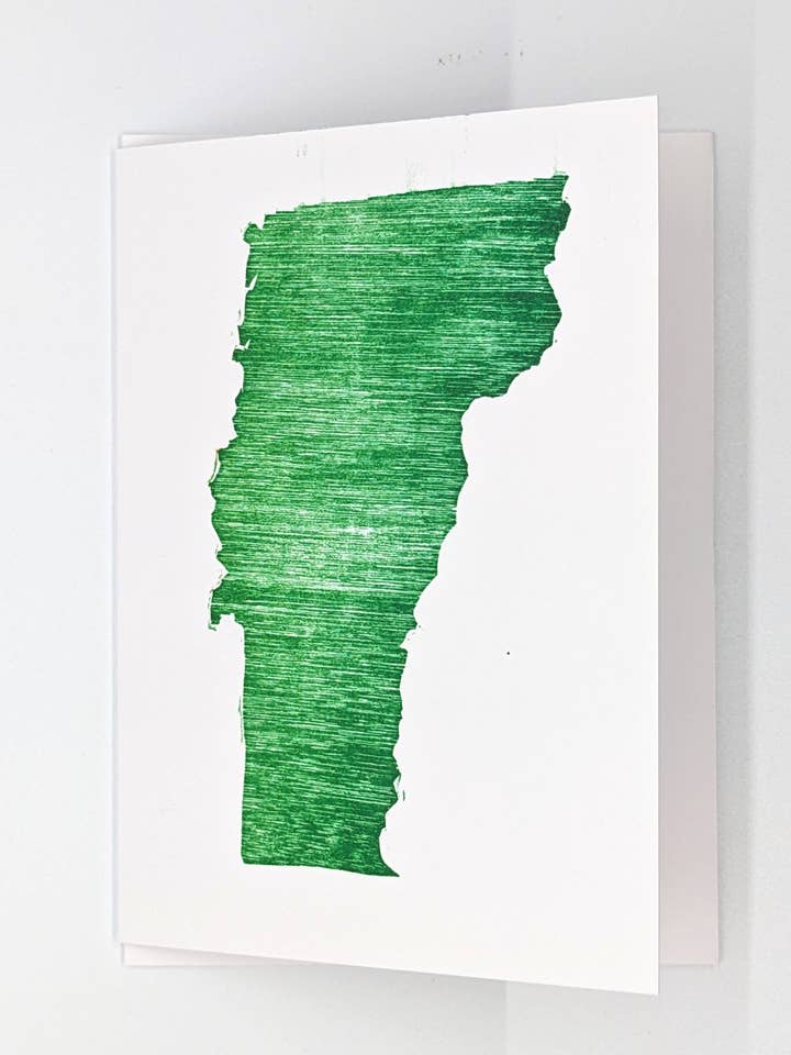 Vermont - Original Wood Block Printed Card for wholesale by Wingedprints