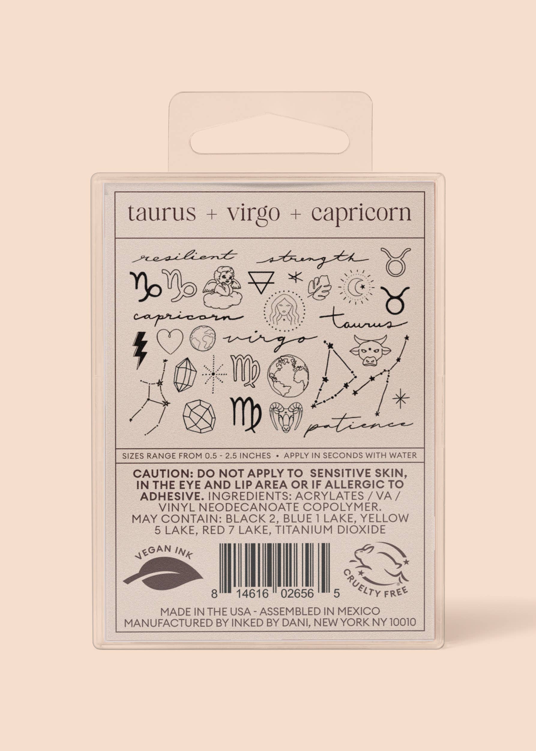 INKED by Dani - Vente Tatouages temporaires - Collection Zodiac : Pack de tatouages temporaires Earth Signs8