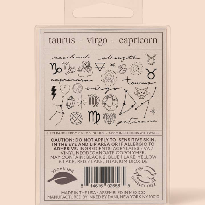 INKED by Dani - Vente Tatouages temporaires - Collection Zodiac : Pack de tatouages temporaires Earth Signs8