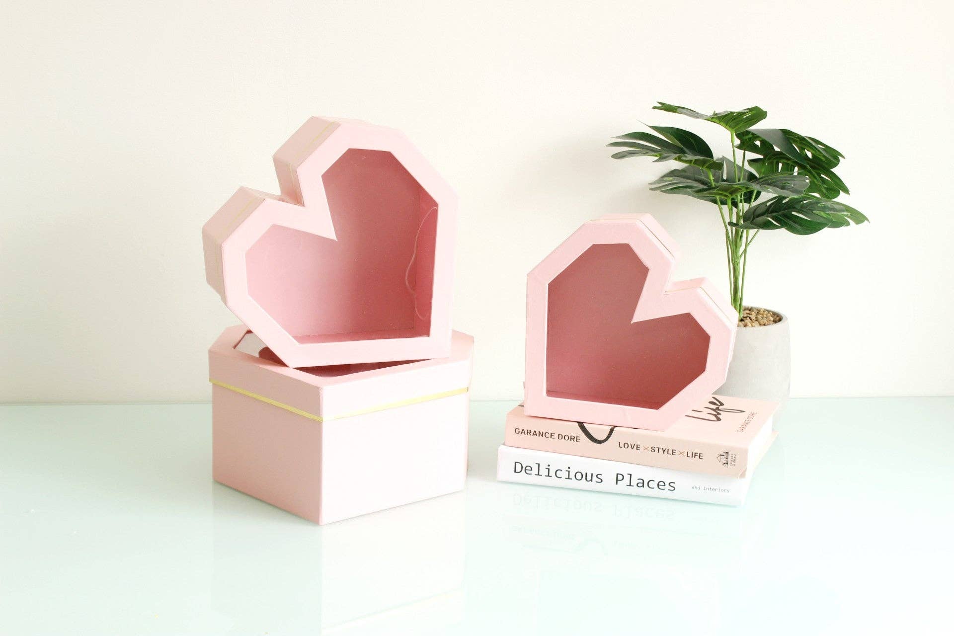 Elegant Design Supply - Wholesale Decorative Box - Diamond Heart Shape Flower Box with Clear Lid12