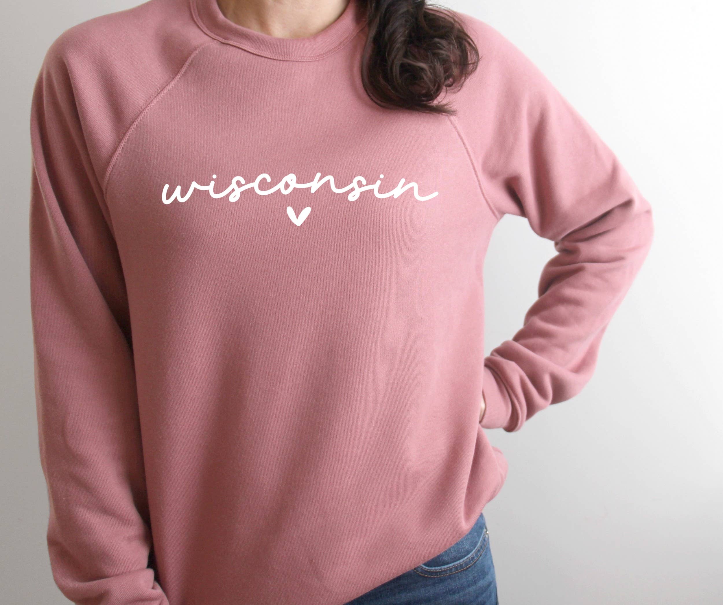 Autumn Rose Co. - Venta al por mayor Sudadera estampada - Mujer - Sudadera Corazón de Wisconsin, Jersey de Mujer de Wisconsin, WI1