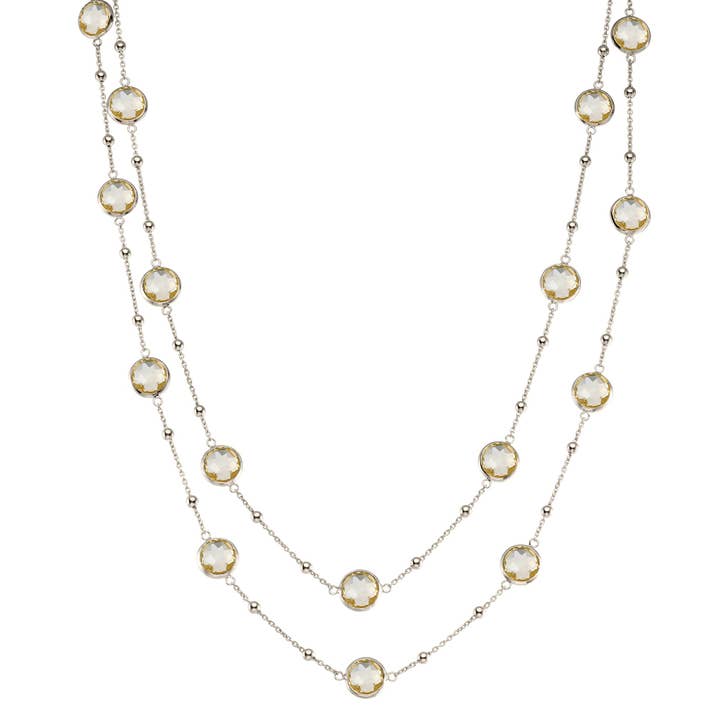 Fio Prata c/ Contas & Beijaria Conjunto Redonda Citrina por atacado de Luxe on Main LLC