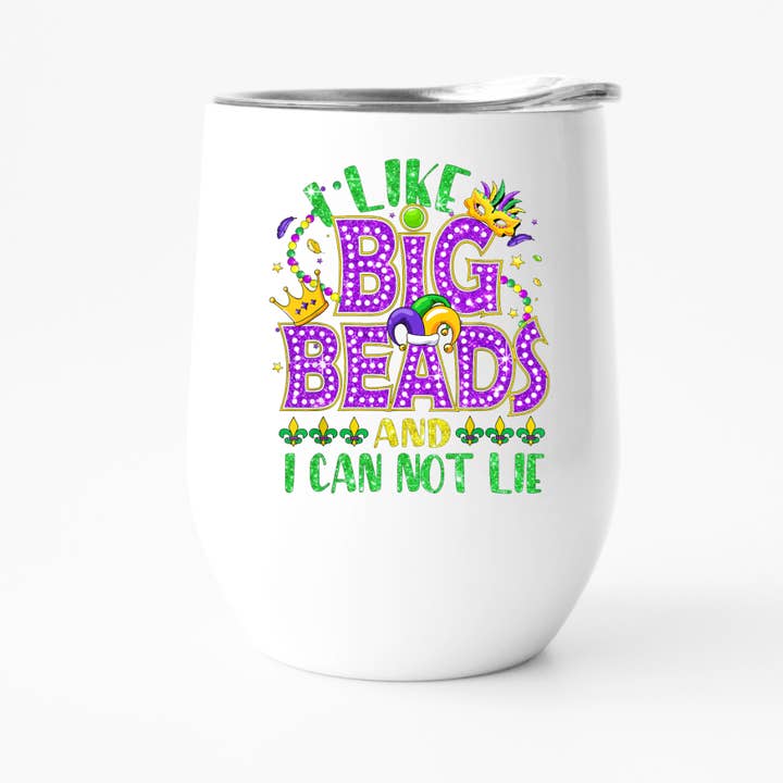 Funny Mardi Gras Wine Tumbler, Bead Insulated Tumbler for wholesale by Fbombs & Booze