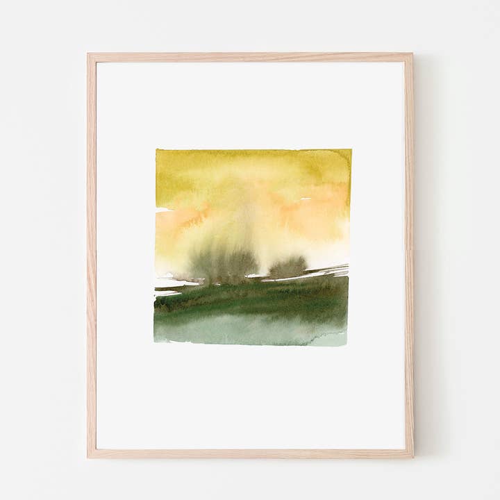 „Trees in the Distance” Aquarel Landscape Art Print voor wholesale door LaCott Fine Art