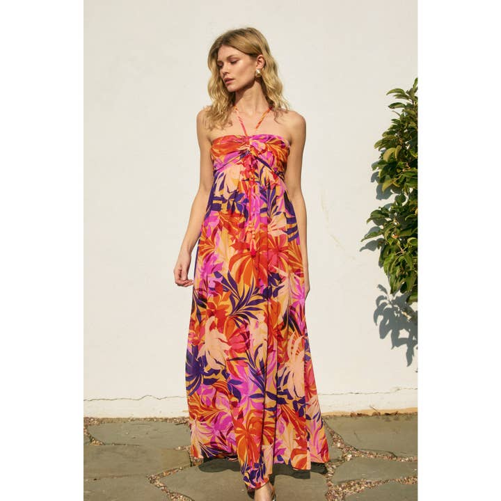 Abito lungo babydoll arricciato per crociere costiere per la vendita all'ingrosso da parte di Dress Forum