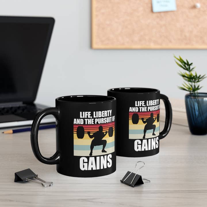 Teegarb LLC - Wholesale Coffee mug - 11oz Black Coffee Mug Ceramic Novelty Patriotic Weightlifter Bodybuilder Bodybuilding Fan Hilarious Chauvinistic Physical FItness Working Out Lover4