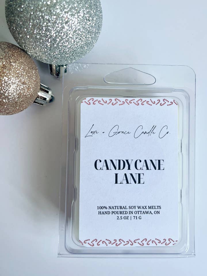 Candy Cane Lane - Soy wax melts for wholesale by Luxe + Grace Candle Co.