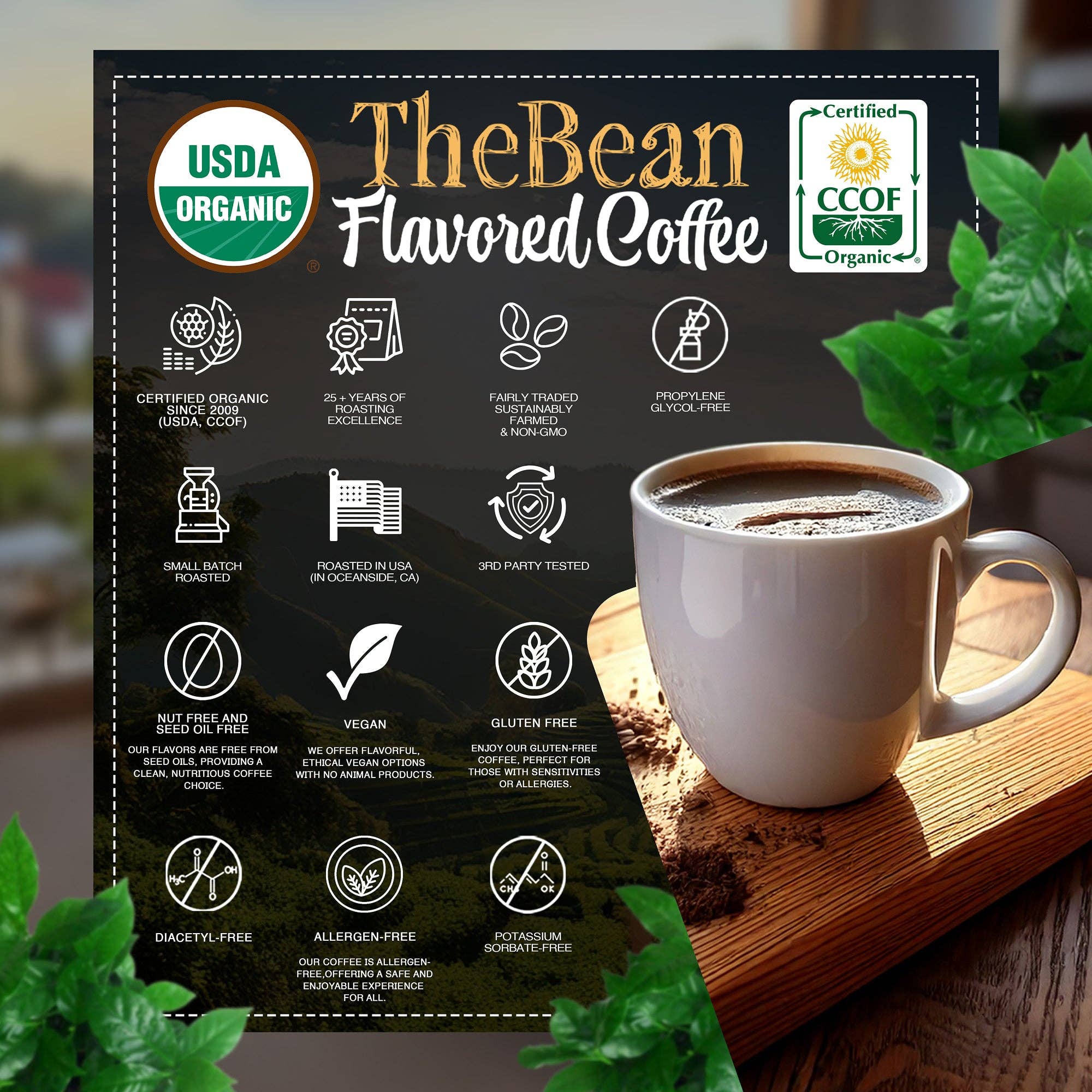 The Bean Coffee Company - Wholesale Ground Coffee - Organic Holiday Bean ~ Vanilla Cinnamon Spice Coffee4