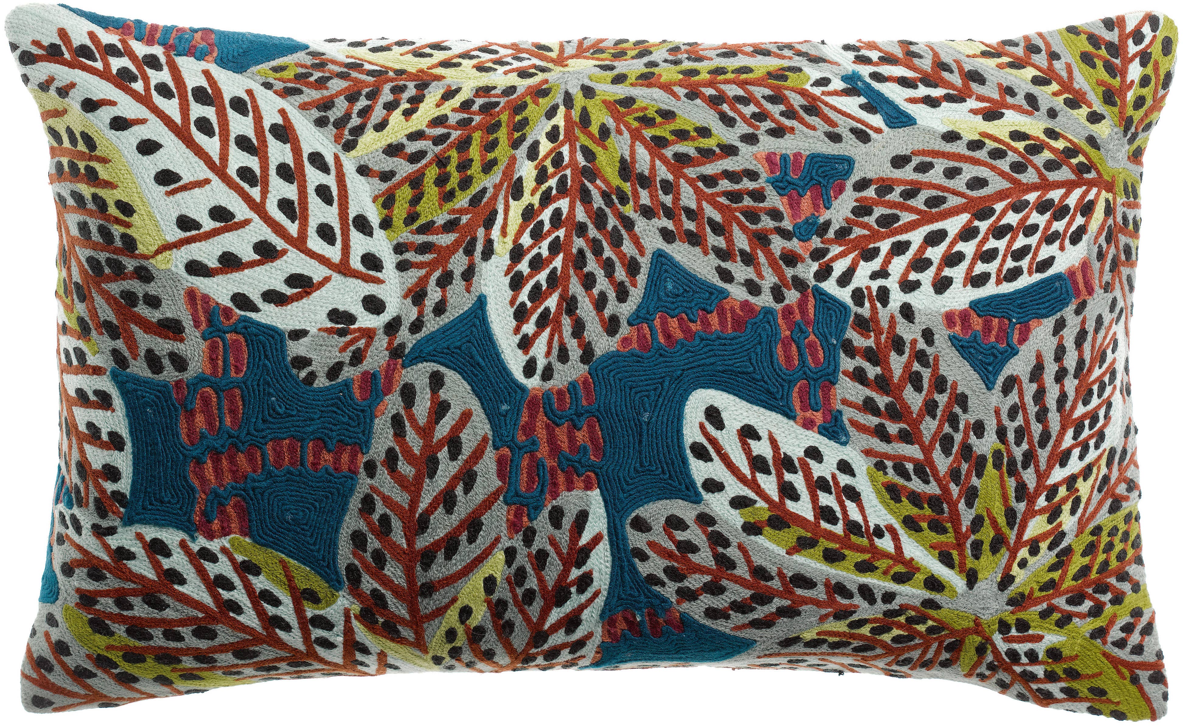 Maison Vivaraise & La Cerise sur le Gâteau – wholesale Dekorativ kudde – Ariane petroleumfärgad broderad kudde 30 x 50 cm0