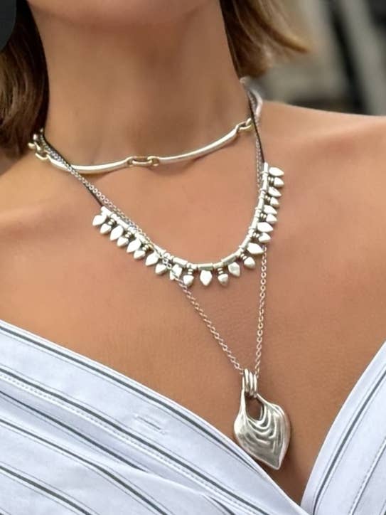 Christina Christi - Venta al por mayor Juegos de joyas - Conjunto de Collares en Capas Plateados (3 Piezas), Colgantes Boho, Corazón0